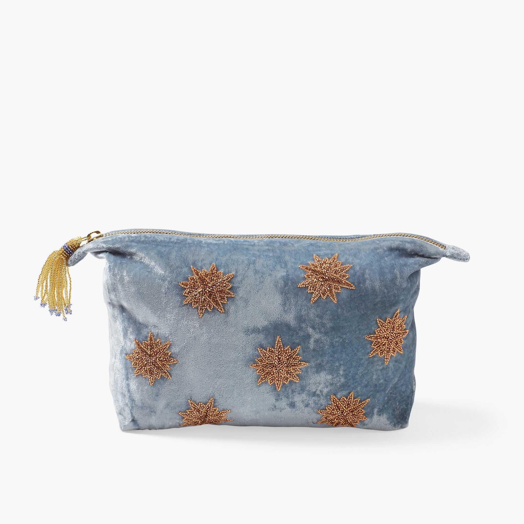 Blue velvet large pouch with patches store