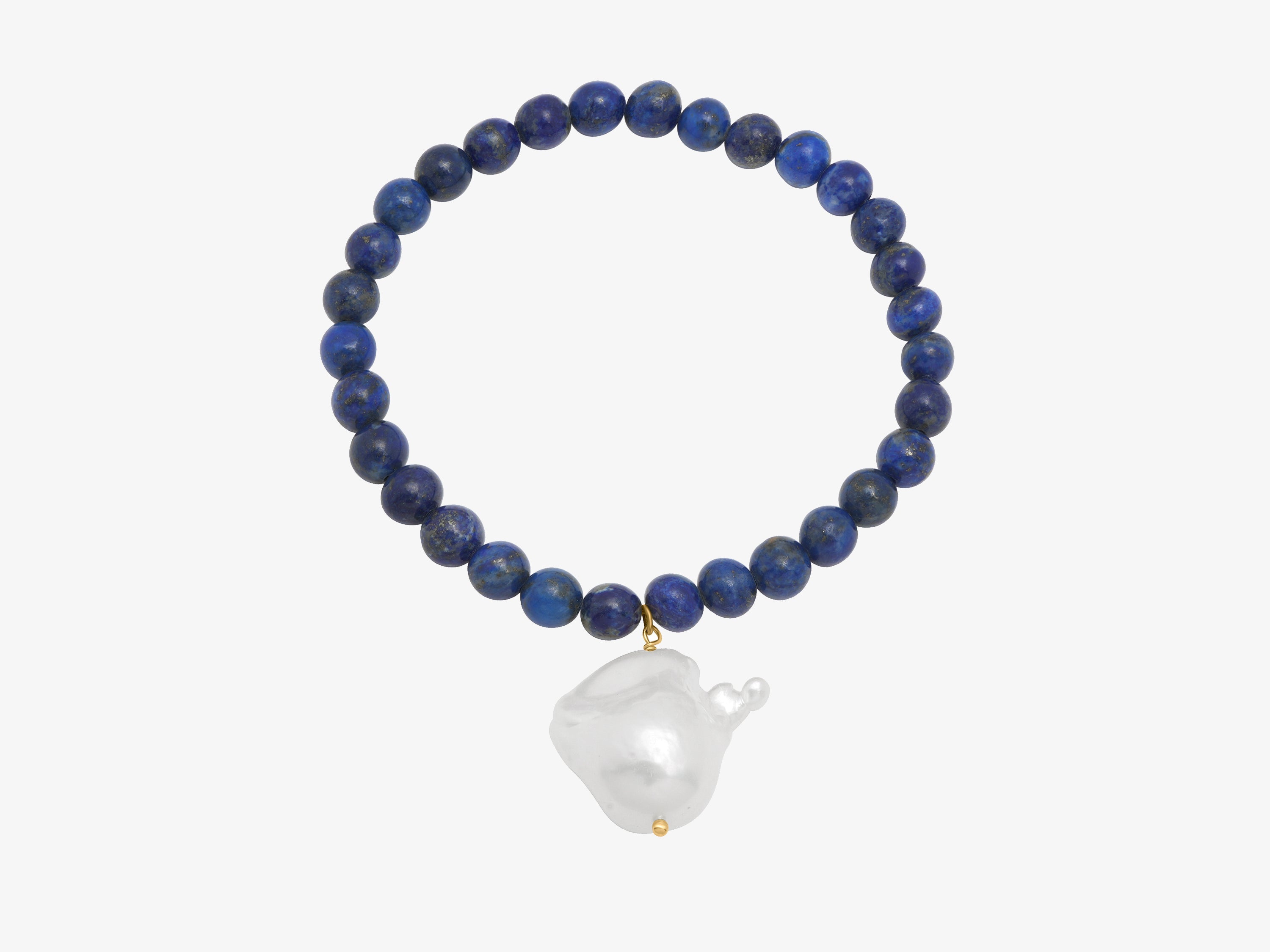 Cap Ferret Lapis and Hanging Baroque Pearl Bracelet