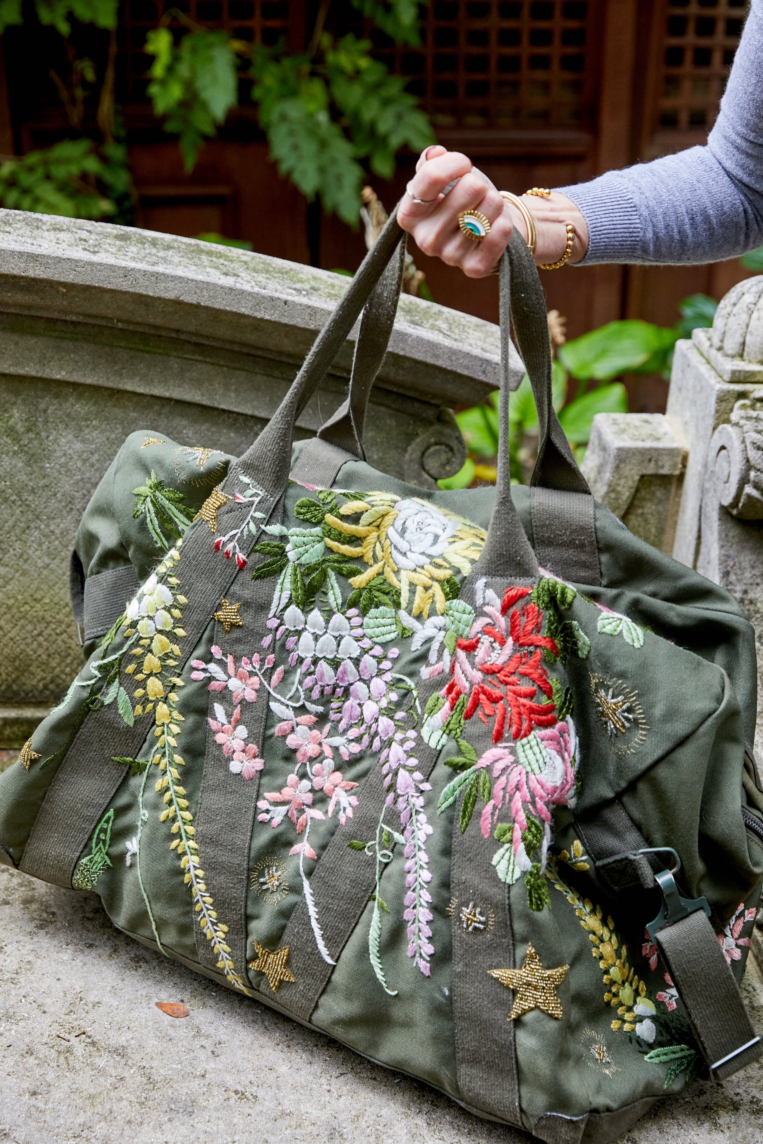 Embroidered Duffel Bag